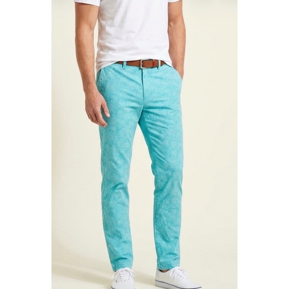 Vineyard Vines Mens 32x34 Breaker Pants Turquoise Blue Sea Turtle Coral Print